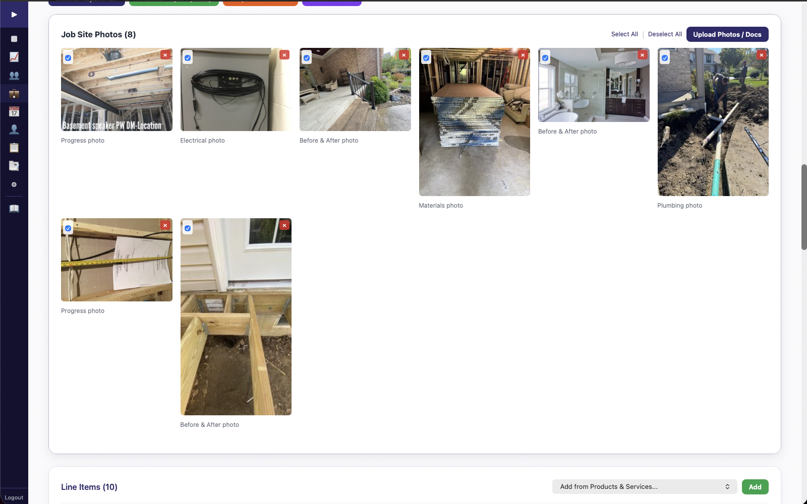 Job site photos with AI classification labels